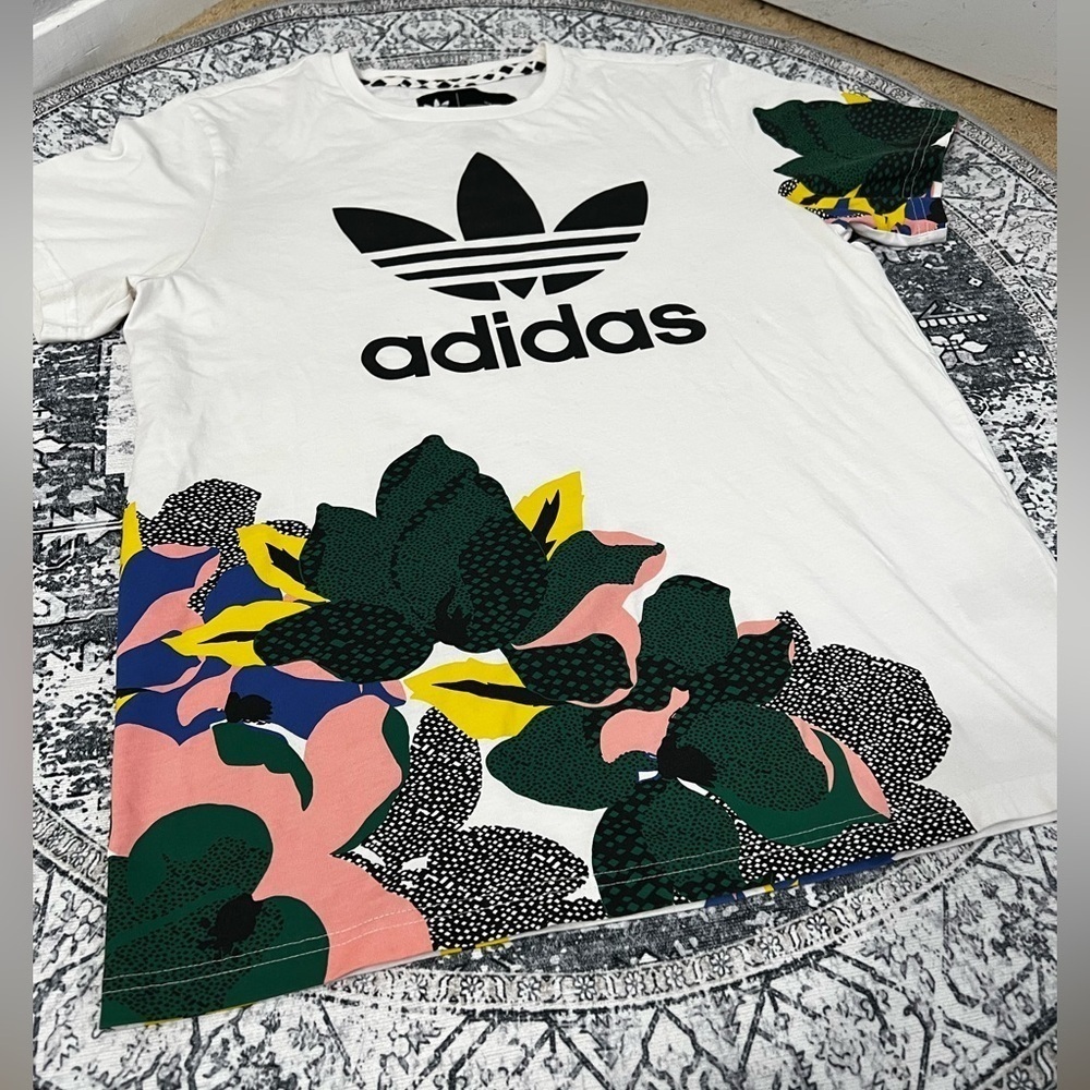 Adidas Studio London Her White Floral Graphic T-shirt - Size S